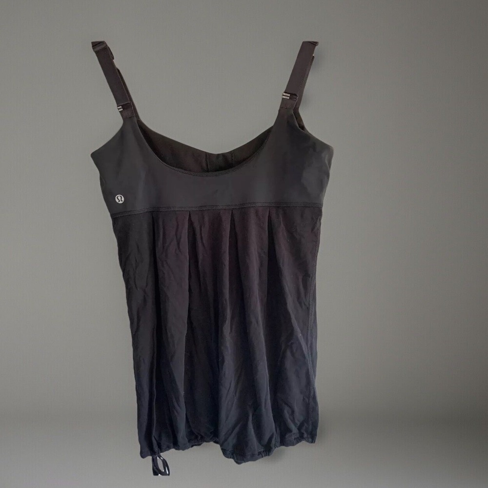 Lululemon XS Black Tank Top Tie Waist Workout Casual Yoga Stretch Sleeveless